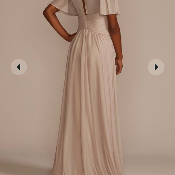 David’s bridal Flutter sleeve crisscross mesh Wine Bridesmaid Dress - Picture 5 of 6
